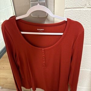 Old Navy Rust Henley Long Sleeve Top